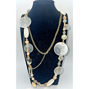 Necklace & Earrings Set Seashells and Faux Pearls Wild Flower Fashion Jewelry